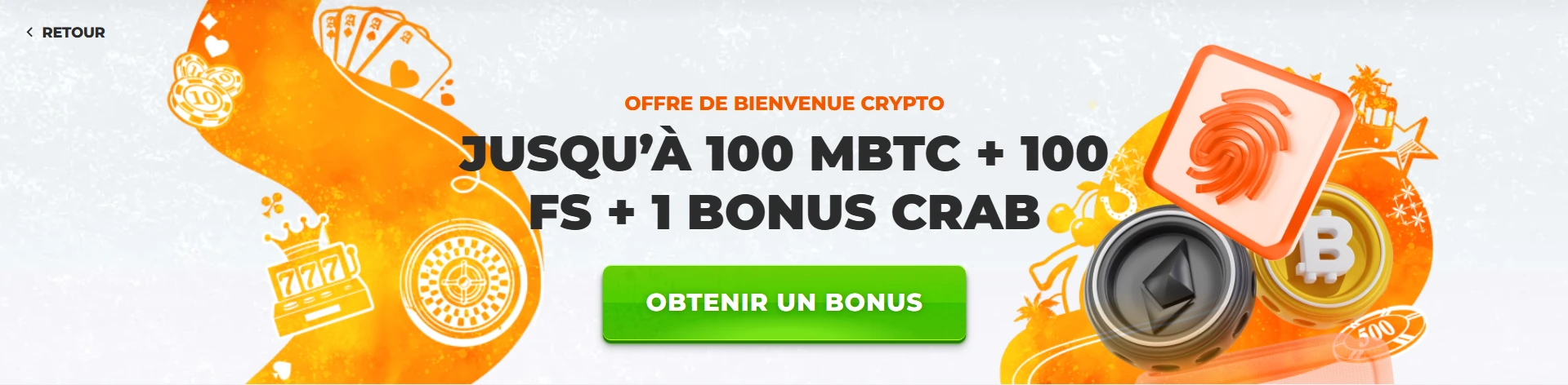 Bonus de bienvenue en crypto sur BetRiot